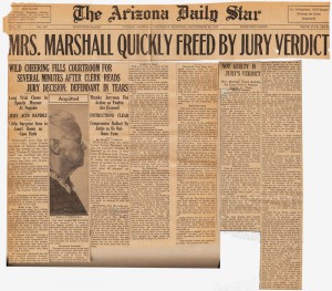Newspaper clipping announcing acquittal, 1931